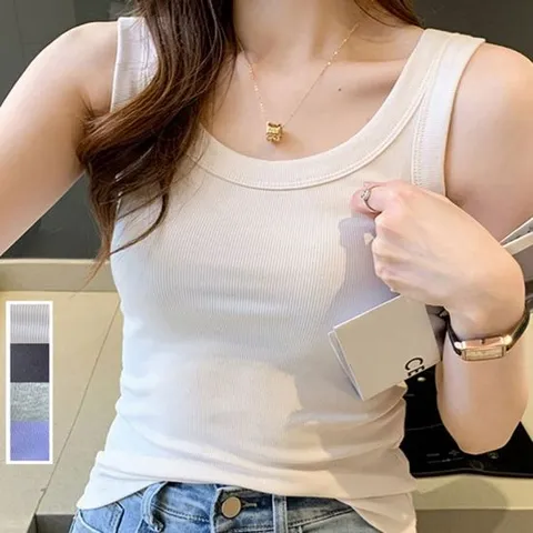어깨패드티 사계절 이너용 기본 디자인 민소매 골지 여성 나시