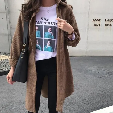 [리더스]  카라 롱 셔츠 브이넥 도톰 여자 가디건