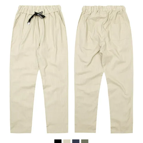 스트링 포인트 린넨 밴딩 바지 남성 데일리 캐주얼 팬츠