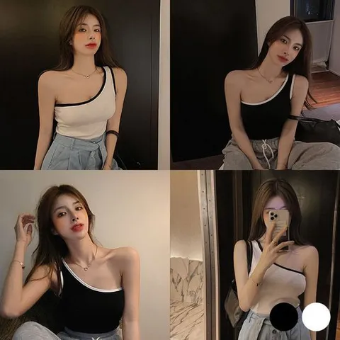 [비틀버드]숄더 언발 배색 이너 나시티 URD_351