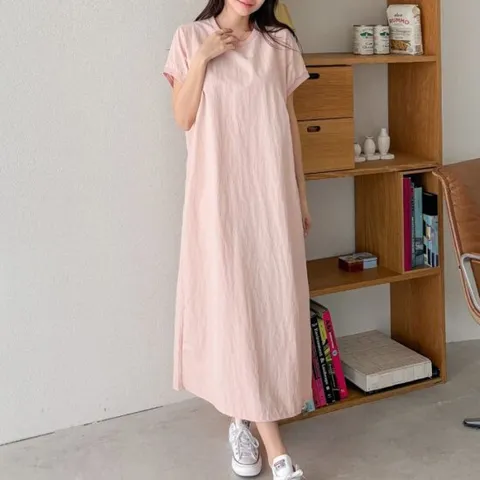 LND 에어리 챠밍 롱 원피스 여성 봄 여름 빅사이즈 치마 루즈핏