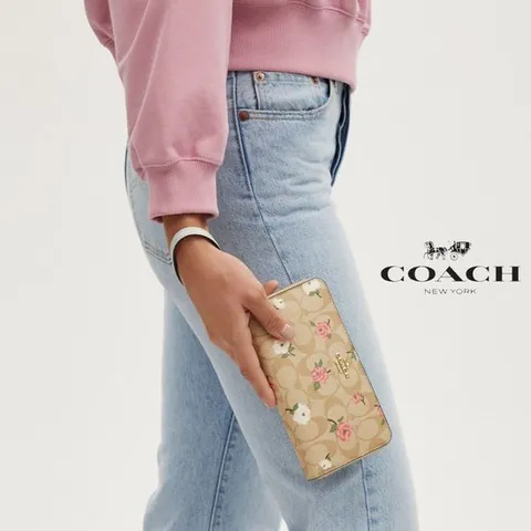 코치 COACH 여자 지갑 코너 지퍼 손목 스트랩 장지갑
