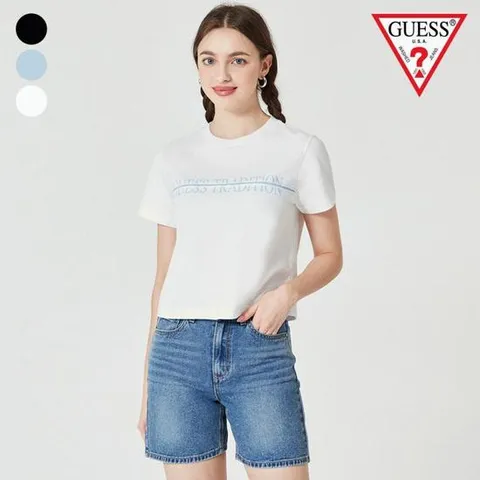 [게스]게스 여성  컷팅로고 반팔티 OO2K1476