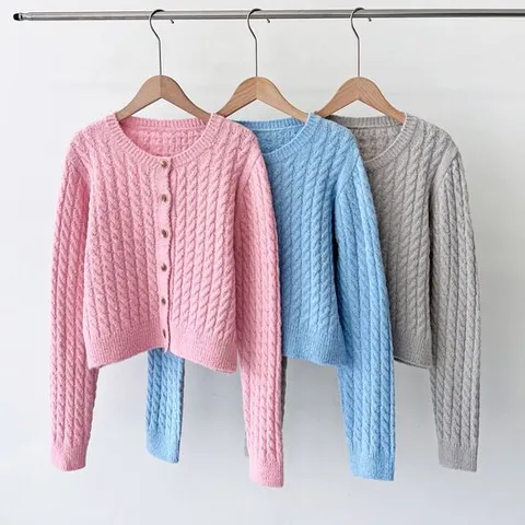 UND 5049 여자케이블 꽈배기니트가디건