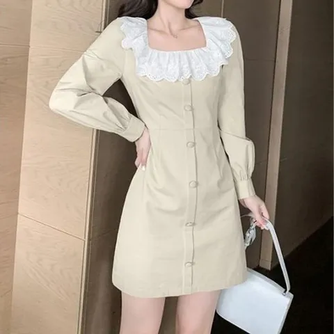 미니 원피스 레이스 스퀘어넥 포인트 데이트룩