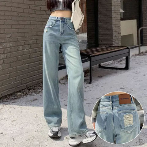 [이쁘다] 바텔 데미지 와이드 썸머 데님 팬츠