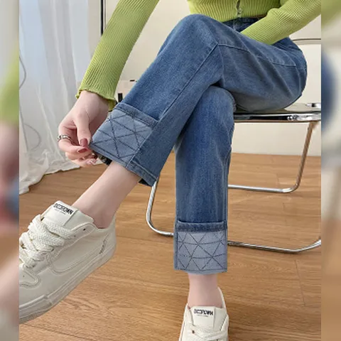 [이쁘다] 투스 큐빅 밴딩 썸머데님 팬츠