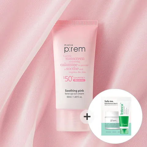메이크프렘 유브이 디펜스 미 수딩 핑크 톤업선크림 50ml (+안심팩 1매+인테카크림 10ml)