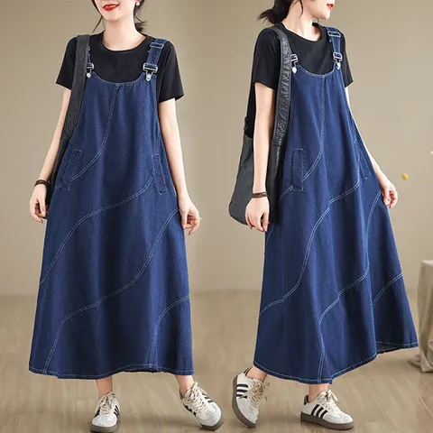 [코코에보니]스티치데님멜빵원피스/OP-119