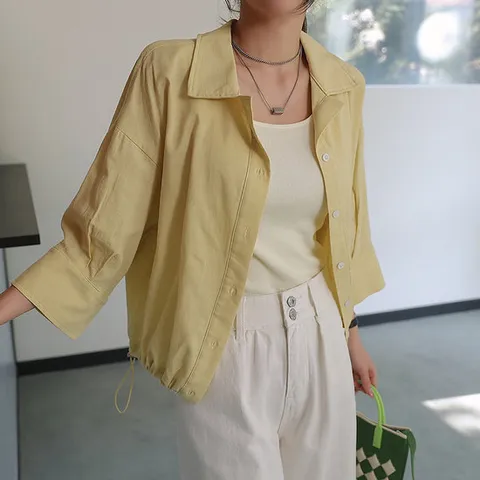 [시크폭스] 아이보 린넨 스트링 셔츠자켓