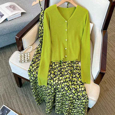 [아리엘스타일]싱그러운 봄러블리 SET 그린그라썸원피스세트