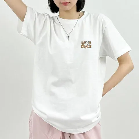 [험블스튜디오] 오리 로고 얇은 여름 반팔 면 흰 티