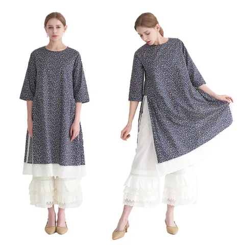 마담코코 레이어드원피스&캉캉팬츠2종 네이비원피스+크림팬츠세