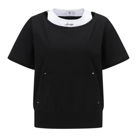 [어뉴골프] 여성 WOMEN LAYERED DETAIL SHIRT_BK