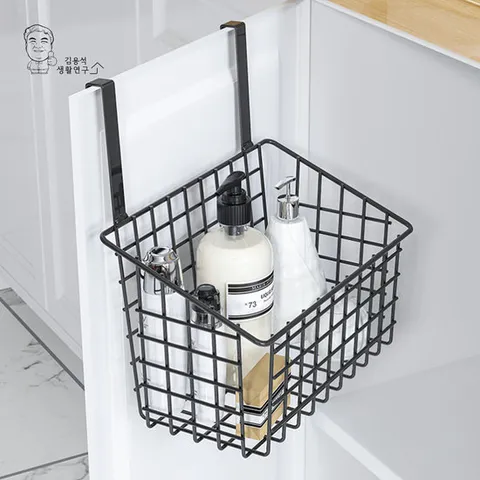 문걸이수납 선반 싱크대 주방 철제 틈새 바구니 걸이형 중형