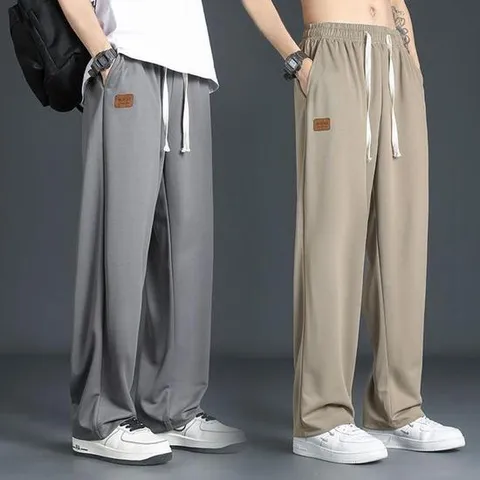 남자 여름 통바지 밴딩 아이스팬츠 스판 찰랑 와이드팬츠 쿨바지 여름바지