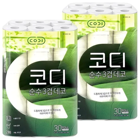코디 순수 데코 3겹 30M 30롤 2개