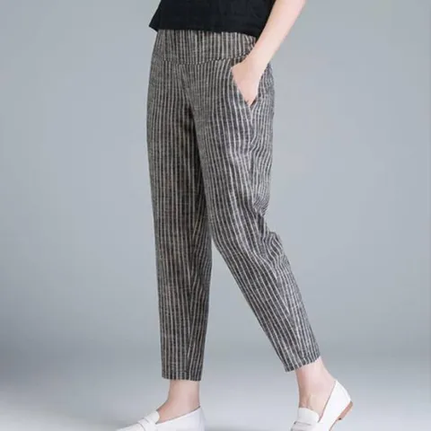 [미라클세븐][M7] 여자 고무줄 SS 9부 검정 허리 단가라 팬츠