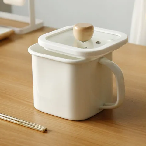 법랑용기 1.45L + 유리뚜껑 냄비 라면 이유식 캐니스터