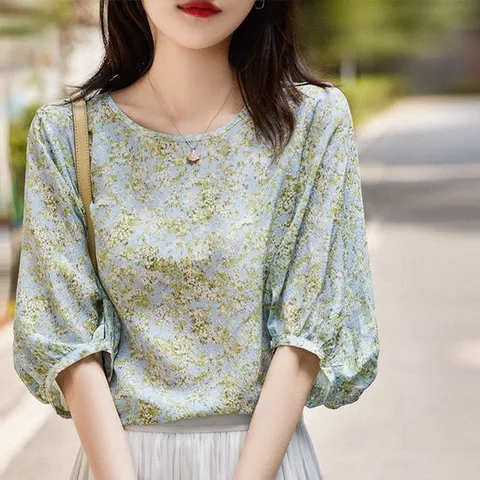 [블랙퀸]마감할인 벌룬소매잔꽃가든블라우스 blk001339