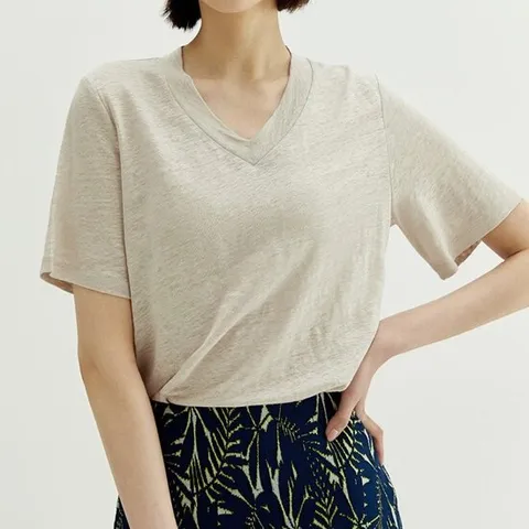 V넥 프렌치 린넨 티셔츠 1종