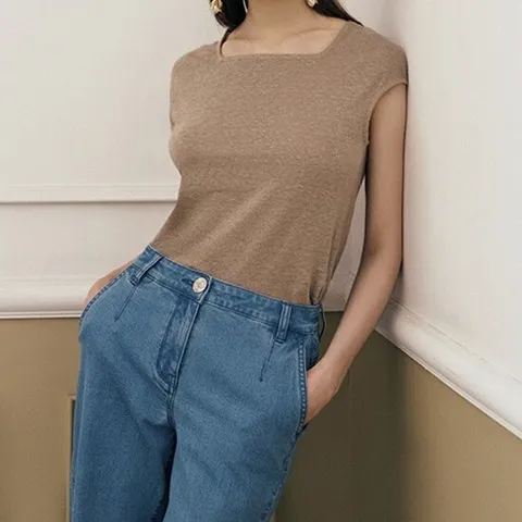 린넨블렌드 스퀘어넥 탑 3종