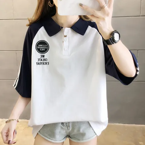 나바바 / NT1543 자수 나그랑 반팔 카라 티셔츠