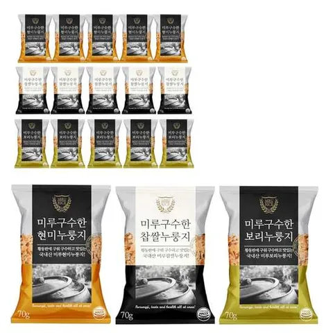 미루구수한누룽지 3종 70g, 15개입 국산100% 현미5+보리5+찹쌀5