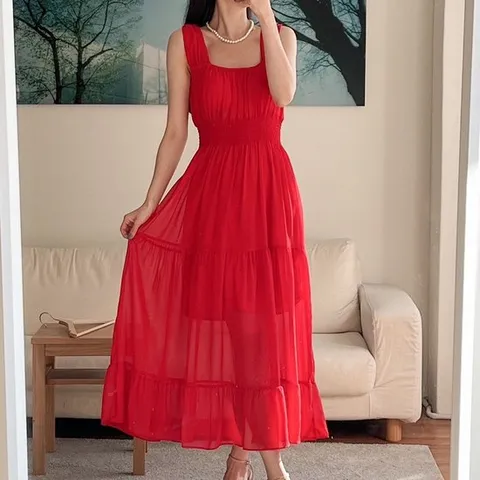 여자 여름 무지 쉬폰 슬림 민소매 나시 롱원피스 썸머 나들이룩