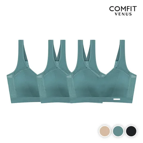 [컴핏비너스] 세미보정 미디엄 서포트브라 A~D컵 3매입(SSET834)