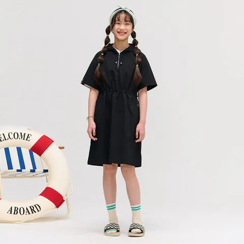 [오션스카이] [2color]여아 허리 조절 반집업 원피스