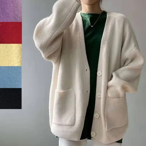 사무실가디건 소프트 니트 가디건 간절기 앞주머니 브이넥 여친