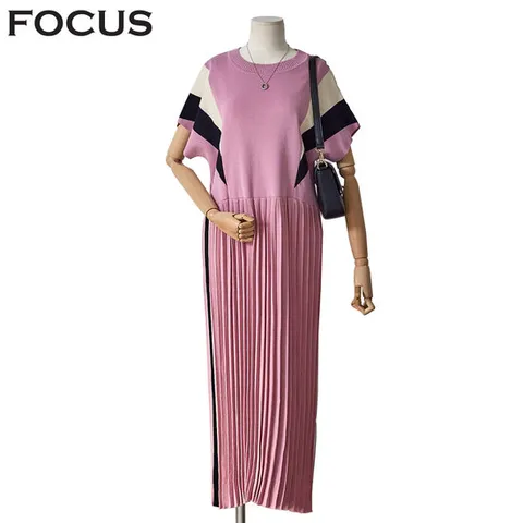 [ 롯데백화점 ][포커스]플리츠 썸머니트 원피스_FM3E7OP0493