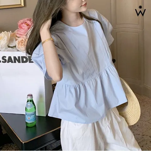 [위시드]퍼프 소매 프릴 블라우스 (WIAABL084)