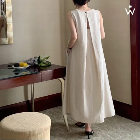 [위시드]린넨 민소매 롱 원피스 (WIAAOP072)