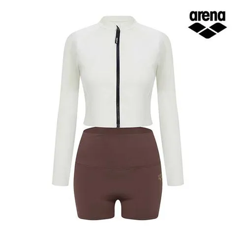 [아레나공식] 앨리스 레저 집업 래쉬가드 세트 A4BL1PS04BEG