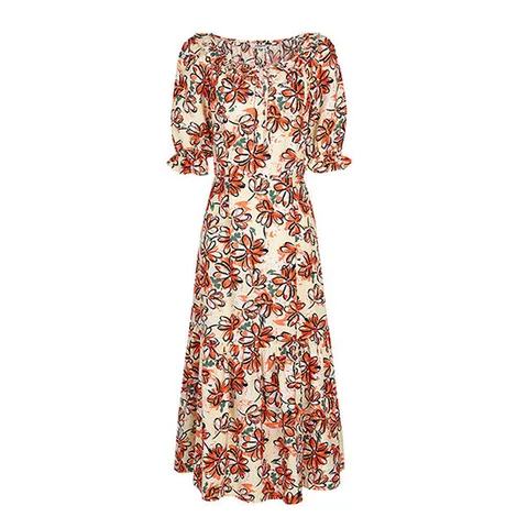 (레코브) 프릴 플라워 롱원피스(LU61B7OP536B)