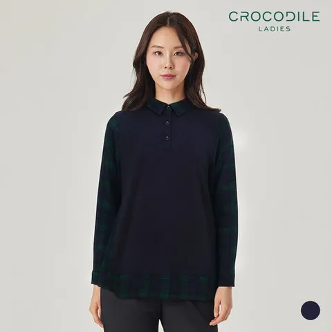 체크배색카라티셔츠_CL0FTS206