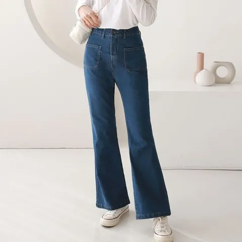 여자 와이드 부츠컷청바지 밴딩 나팔 데님 팬츠j4