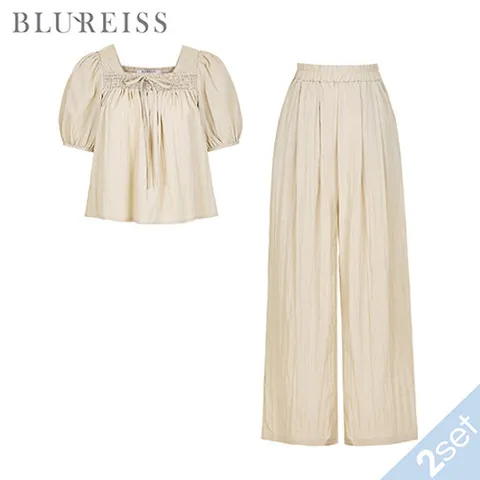 스퀘어넥퍼프블라우스+와이드팬츠SET_BI4M1BL5231