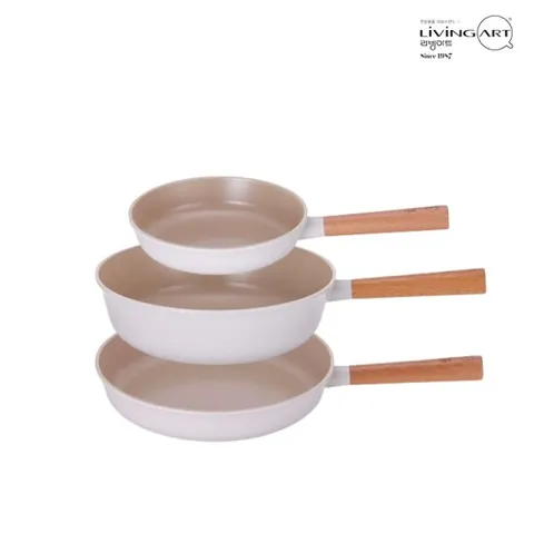 리빙아트 우드핸들 IH인덕션 세라믹코팅 후라이팬세트 3종B 후20+28+궁28