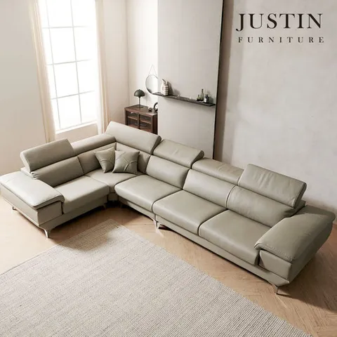 [저스틴퍼니처]헤이든 천연면피 통가죽 6인 코너형 소파