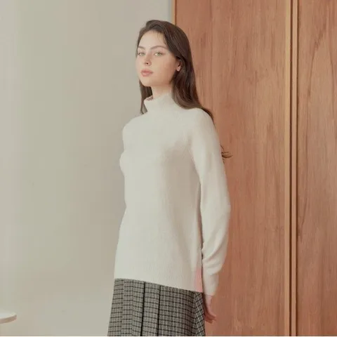 벤클라인 여성 아이보리 배색 니트 풀오버 V234B901A_85