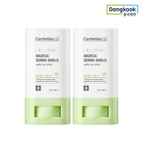 [5%적립] 센텔리안24 마데카 더마쉴드 세이프 촉촉 쿨링 선스틱 18g 2개 SPF50+ 24H 자외선차단 진정 비건인증