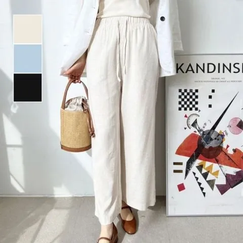 팬츠 허리밴딩 신축성 와이드핏 밴딩바지 좋은 린넨