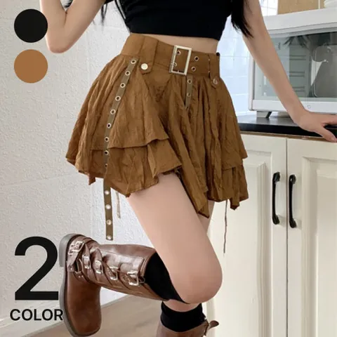 입꼬 / 입꼬 히피 아일렛 벨트 미니스커트 (2color)