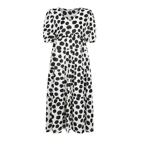 (레코브) 도트 브이넥 반팔 원피스(LU31B7OP540X)