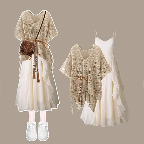 [아리엘스타일]페미닌 휴양지룩 라든원피스세트