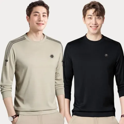 [로아리빙]긴팔 남자 상의 롱슬리브 티셔츠 봄 가을 흰티쭉티