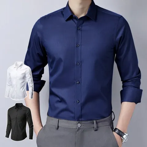 [로아리빙]남자 슬림핏 정장 긴팔 와이셔츠 남방 드레스셔츠